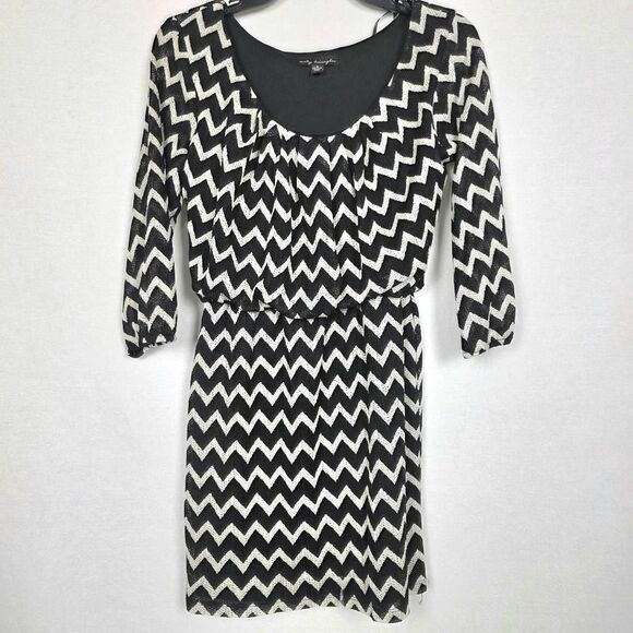 City Triangles Black White Chevron Dress Size Small - Picture 1 of 7